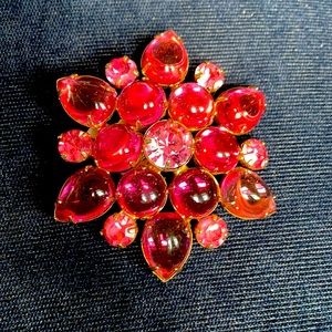 Pink vintage rhinestone brooch